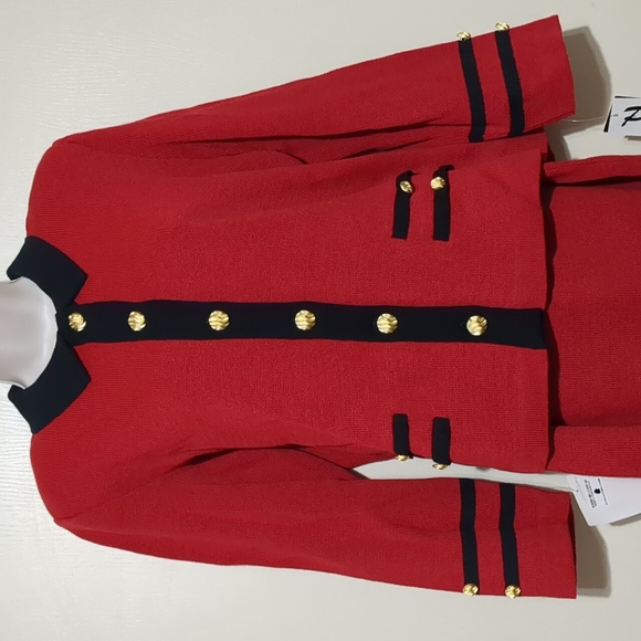 Vintage Mita Women's 2PC Knit Suit Jacket & Skirt red Black Size 14 - Picture 2 of 12